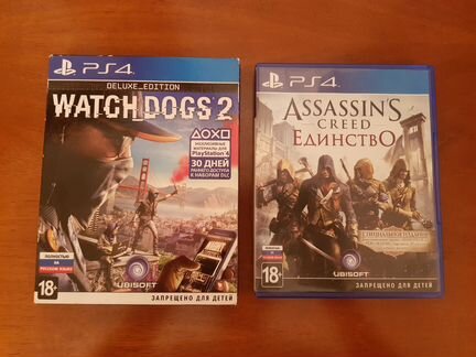 Игры PS4 Watch Dogs 2 и Assassins creed Unity