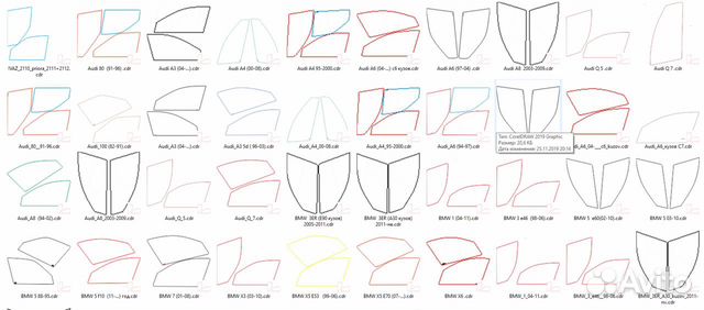 Лекала стекол для тонировки