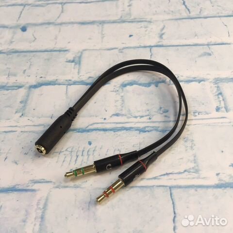 Переходник 3.5jack 2x3.5 jack микроф+наушники