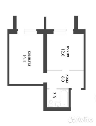 1-к квартира, 45.1 м², 1/3 эт.