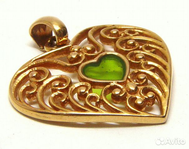 Кулон из золота в виде сердца 585 пробы