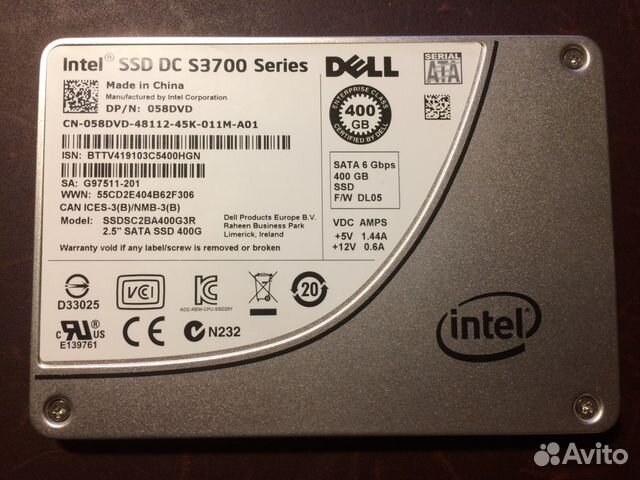 Dell Intel S3700 SSD 400GB 400гб Ресурс - 100 Dell Intel S3700 SSD 400GB 400гб Ресурс - 100