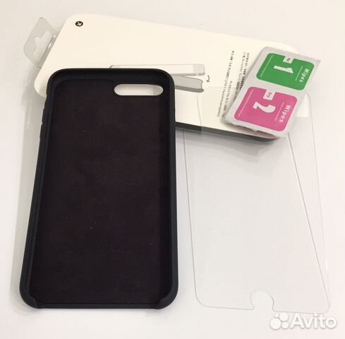iPhone 7Plus Silicon Case Черный + Стекло Закал 7+ iPhone 7Plus Silicon Case Черный + Стекло Закал 7+