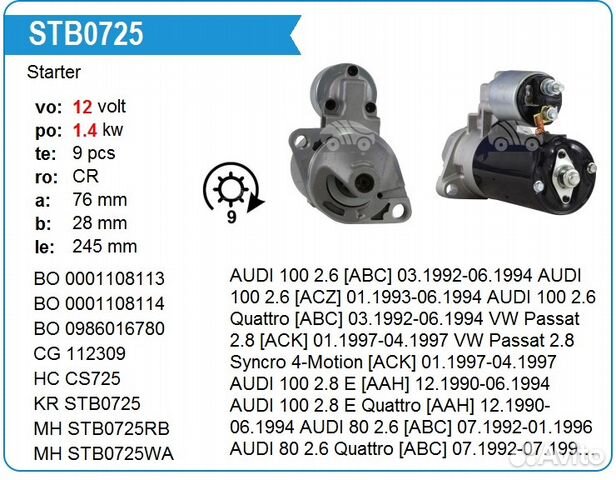 Стартер на Ауди