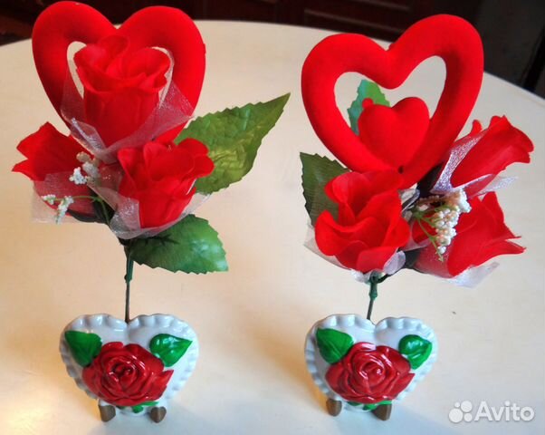 Ваза роза керамическая с сердечком