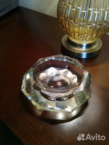Пепельница хрусталь времён СССР,цвет жёлтый топаз