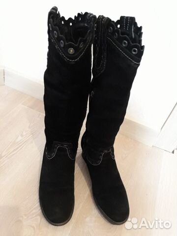 Демисезонные сапоги mexx на танкетке, натур. замша