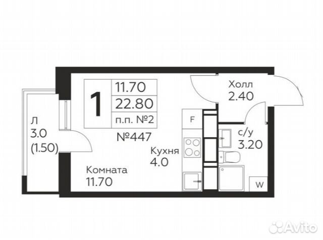 Студия, 22.8 м², 5/22 эт.