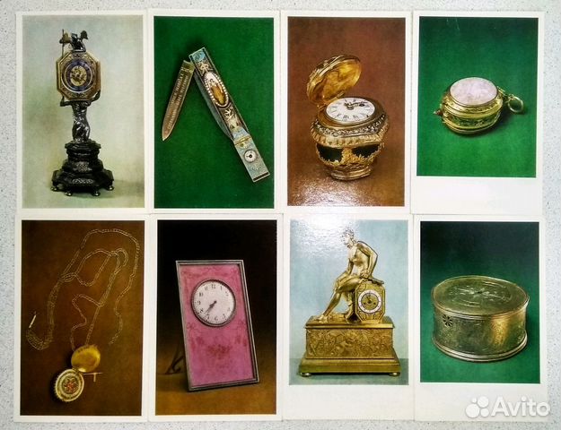 Открытки Старинные часы СССР (16 шт.)