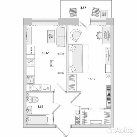1-к квартира, 37.7 м², 10/15 эт.