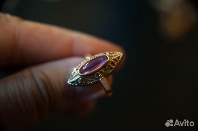 Золотое кольцо с александритом, 585 проба СССР