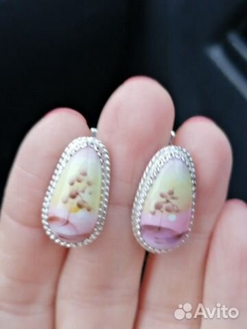Серьги серебряные финифть Серьги серебряные финифть