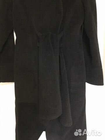 Пальто женское кашемировое чёрное с поясом