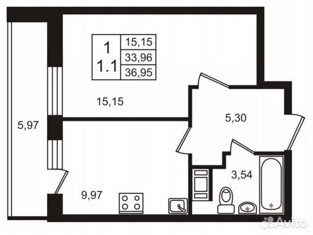 1-к квартира, 37 м², 5/14 эт. 1-к квартира, 37 м², 5/14 эт.