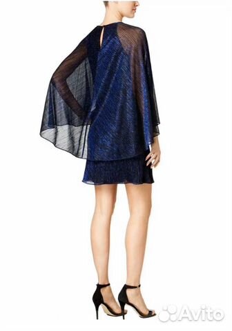 Летящее синее платье с кейпом Calvin Klein XS Летящее синее платье с кейпом Calvin Klein XS