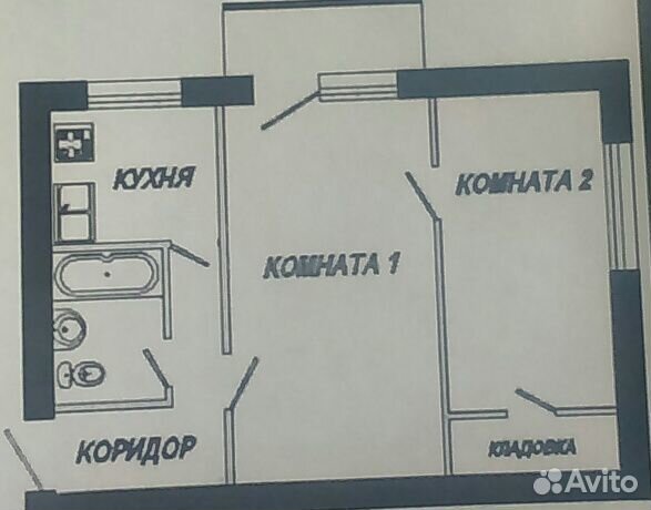 2-к квартира, 44 м², 3/5 эт.