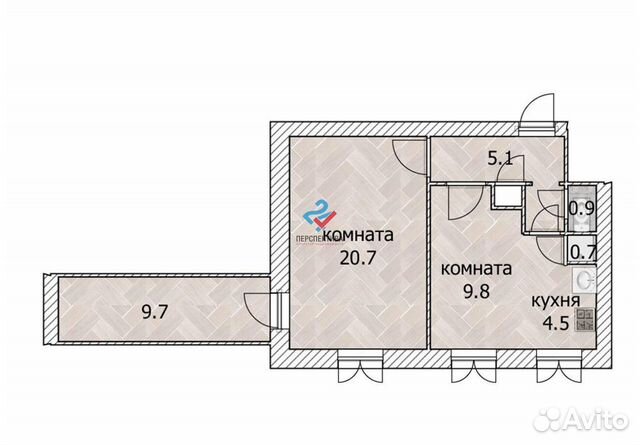 2-к квартира, 45.2 м², 3/5 эт.