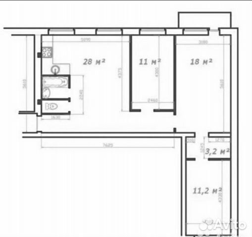 3-к квартира, 75 м², 7/9 эт.