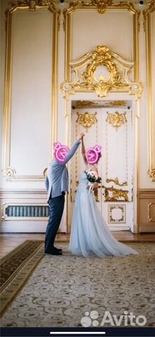 Свадебное платье нежно-голубого цвета