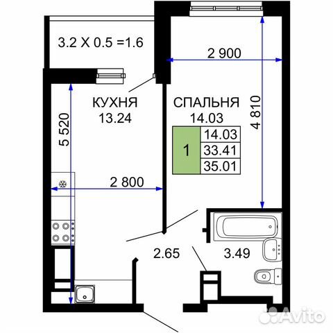 1-к квартира, 35 м², 21/24 эт. 1-к квартира, 35 м², 21/24 эт.
