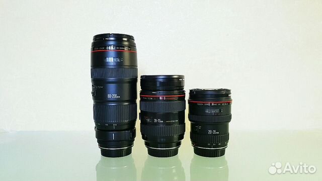 Canon EF 20-35/2.8L, 28-70/2.8L, 80-200/2.8L