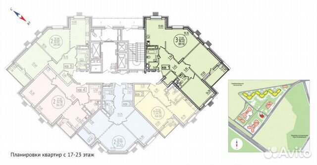 3-к квартира, 94 м², 19/23 эт. 3-к квартира, 94 м², 19/23 эт.