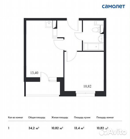 1-к квартира, 34.2 м², 8/14 эт. 1-к квартира, 34.2 м², 8/14 эт.