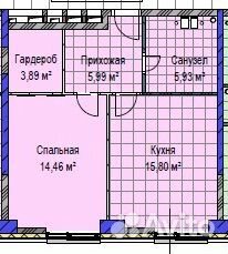 1-к квартира, 46 м², 7/16 эт. 1-к квартира, 46 м², 7/16 эт.