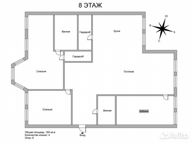 4-к квартира, 160 м², 8/8 эт. 4-к квартира, 160 м², 8/8 эт.