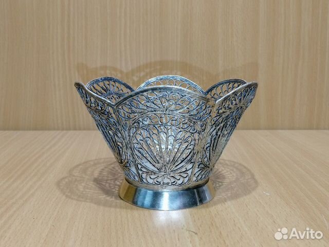 Ваза вазочка конфетница мельхиор мнц скань / СССР Ваза вазочка конфетница мельхиор мнц скань / СССР