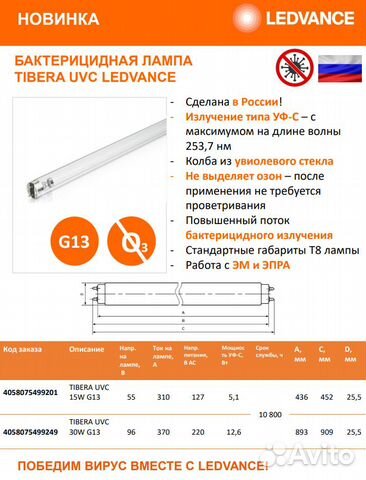 Бактерецидные лампы Osram 15Вт опт/розн