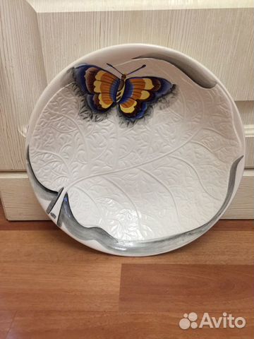 Тарелка, сухарница зик « Бабочка на капустном лист