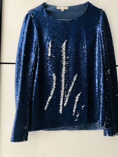 Синий джемпер, пуловер Maje в пайетках.Paris