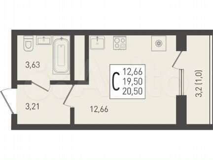 Квартира-студия, 20,5 м², 11/24 эт.