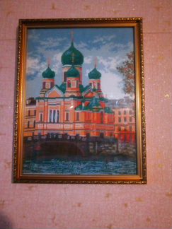 Картина церковь вышита крестом