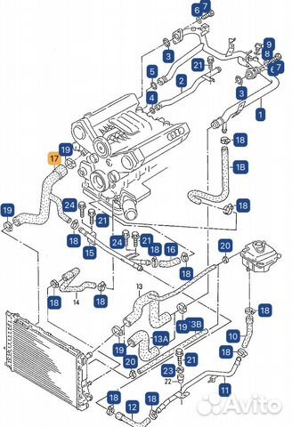 Патрубок системы охлаждения v6 audi 80