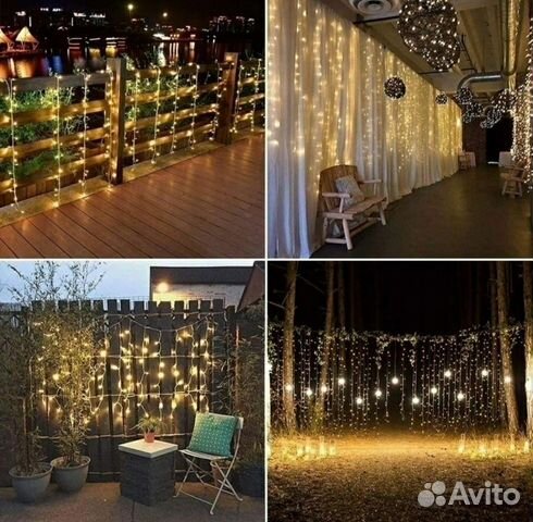 Гирлянда занавес, штора, звезды