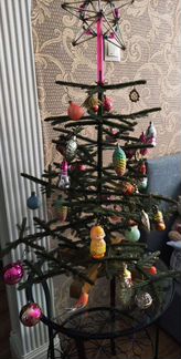 Елка искусственная СССР с игрушками