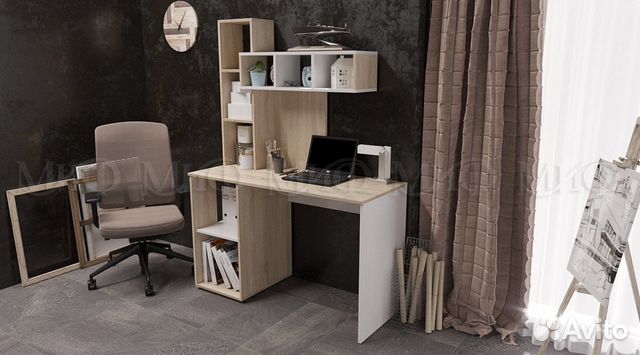 Стол компьютерный №4 Дуб сонома/Белый