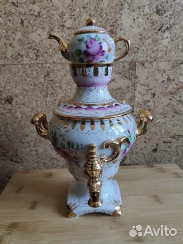 Самовар фарфоровый Гжель