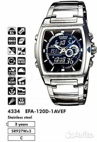Часы Casio edifice EFA-120 D-1A. Hовые