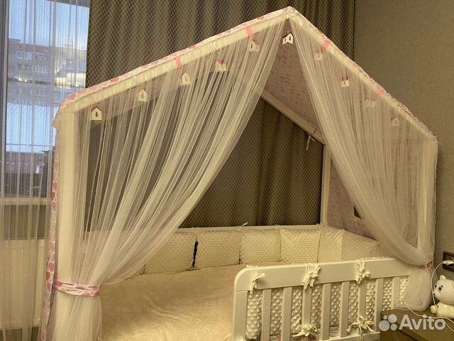 Крыша и шторки на кровать домик