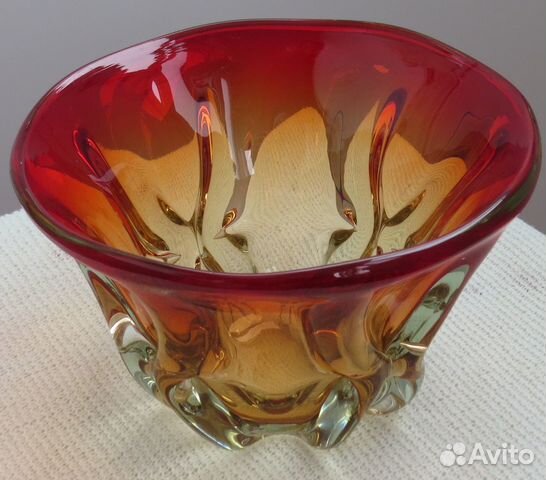 Ваза конфетница цветное стекло