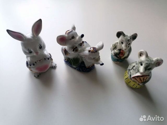 Фарфоровые статуэтки Заяц Слон Собака Овечка Тигр