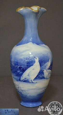 19 век Редкая большая ваза с ручной росписью