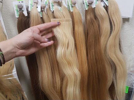 Волосы натуральные на биоленте, заколка блонд