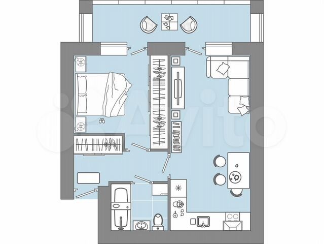 1-к. квартира, 45 м², 1/4 эт.