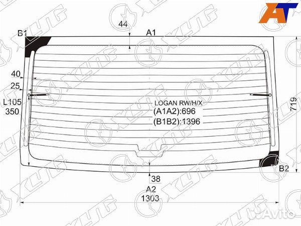 Стекло заднее dacia logan