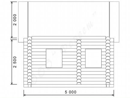 Сруб дома 5х5 м. из оцилиндрованного бревна