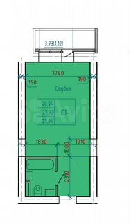 Квартира-студия, 29 м², 1/9 эт.